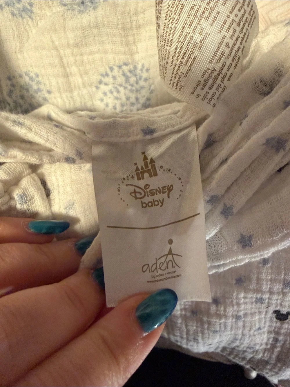 5 Kids Breathable Muslin Blankets Set - White with Blue Disney Mickey Prints